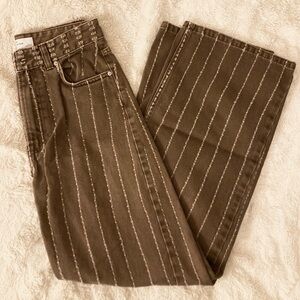 Bershka Brown Wide-Leg Denim Pants